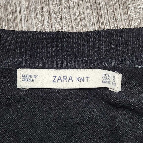 Zara Knit black soft & stetchy quarter-sleeve high neck top for the office - Picture 5 of 11